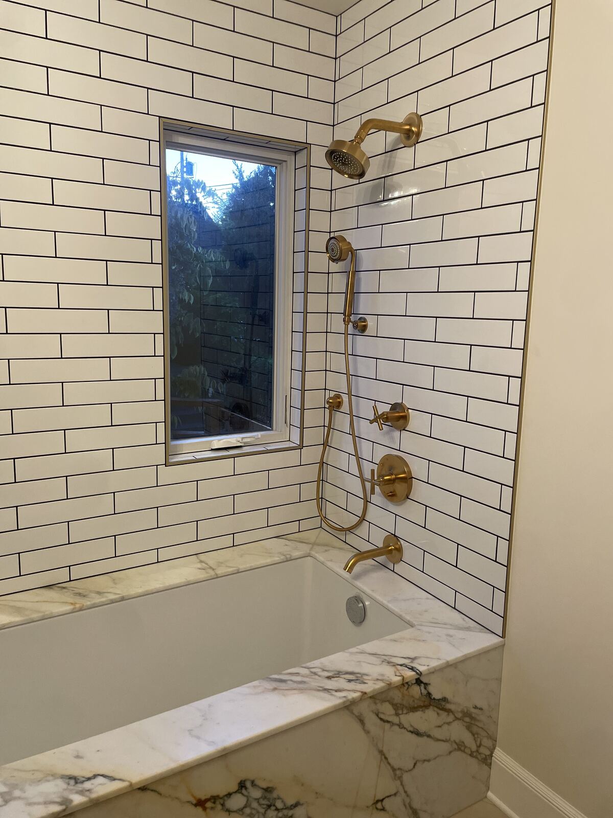 Subway tile tub and shower